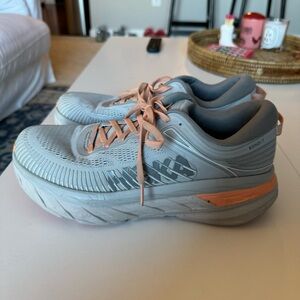 HOKA Bondi 7 Grey and Orange Size 9.5